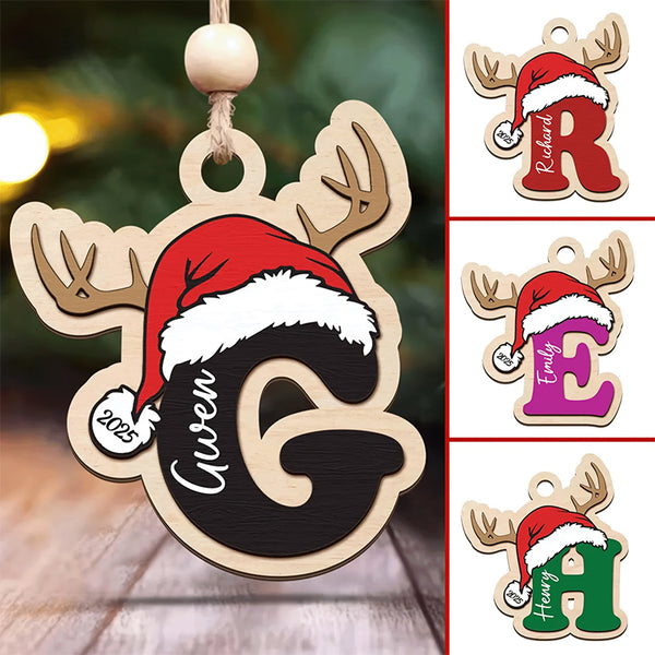 Personalized Name/Initials Christmas Reindeer & Tree Pendant