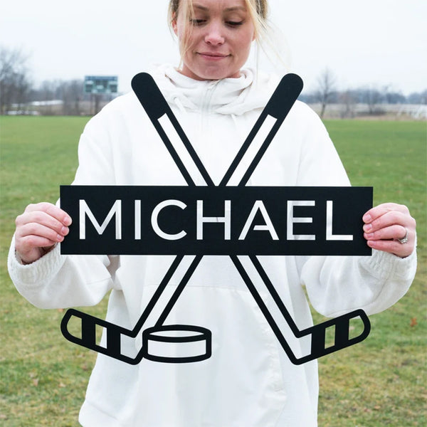 Personalized Hockey Name Sign, Metal Wall Art