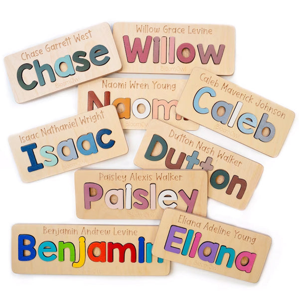 Wooden Name Puzzle, Upper and Lowercase, Easter Gifts for Kids