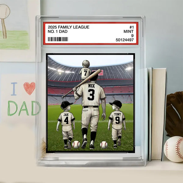 Baseball No. 1 Dad Grandpa Man & Kids Trading Card Style Personalized Acrylic