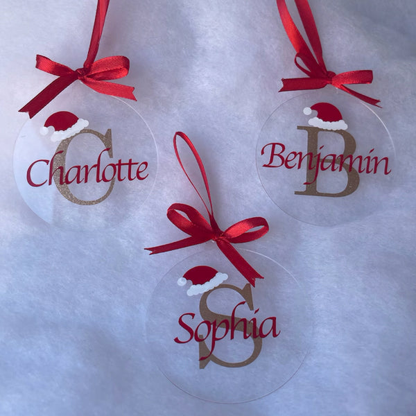 Custom Personalized Clear Acrylic Initial/Name Christmas Ornament