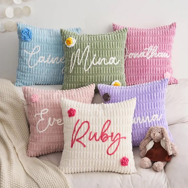 Custom Name Chenille Pillow | Personalized Throw Pillow Cover