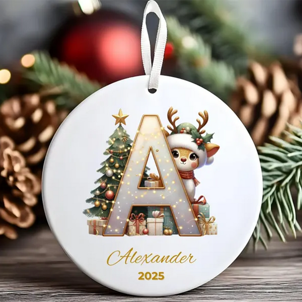 Custom Letter ornament, Christmas Letters Clipart, Christmas Reindeer