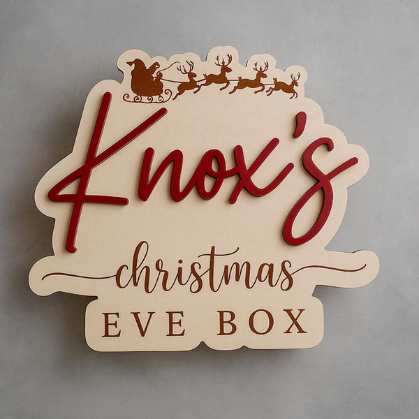 Custom Christmas Eve Box Name Sign | Personalized Wooden Plaque