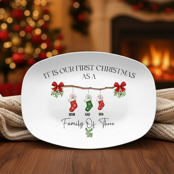 Personalized First Christmas Family Plate