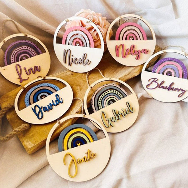 Rainbow name sign - door signs, children's decorating, children's room