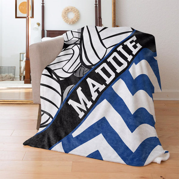 Volleyball Chevron - Name Personalized Blanket with Multiple Styles