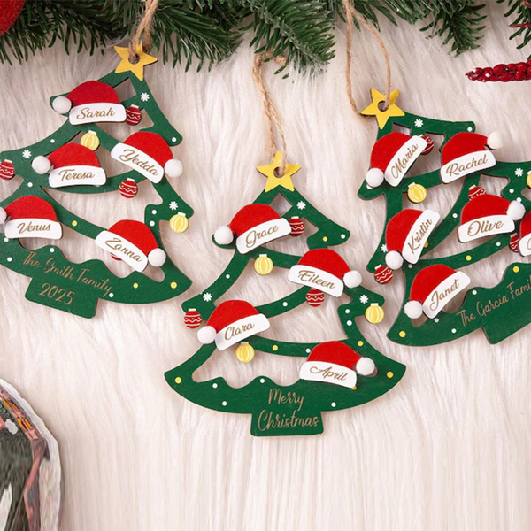 2025 Christmas Ornament, Custom Wooden Family Christmas Tree Ornament