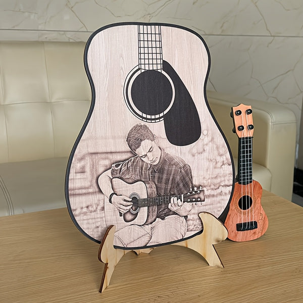 Handmade Solid Wood Guitar-Shaped Photo Keepsake