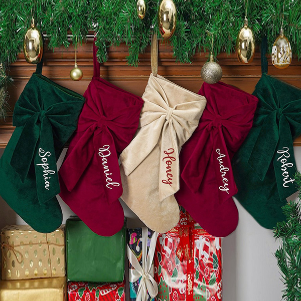 Personalized Bow Christmas Stocking, 2025 Christmas Stocking