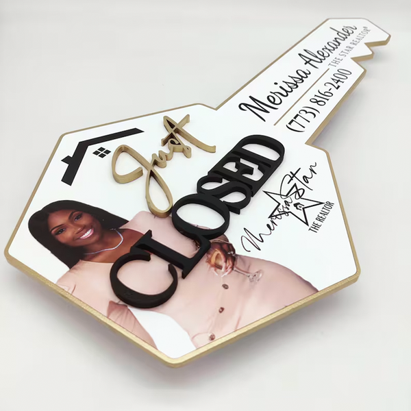 Just Closed Custom sign with Photo, 3D Key Sign