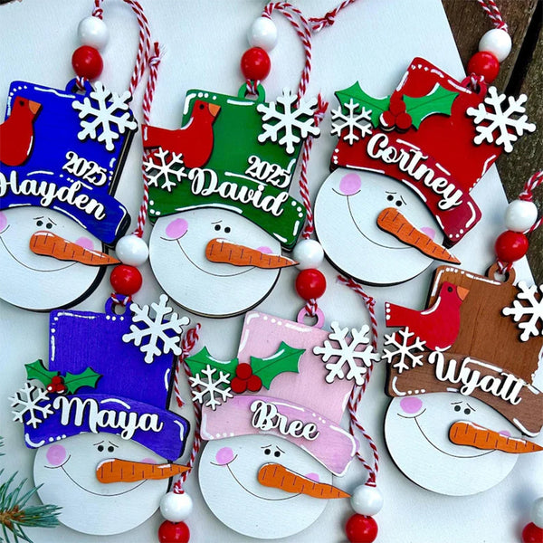 Personalized snowman, kid personalized ornament, Christmas stocking tag