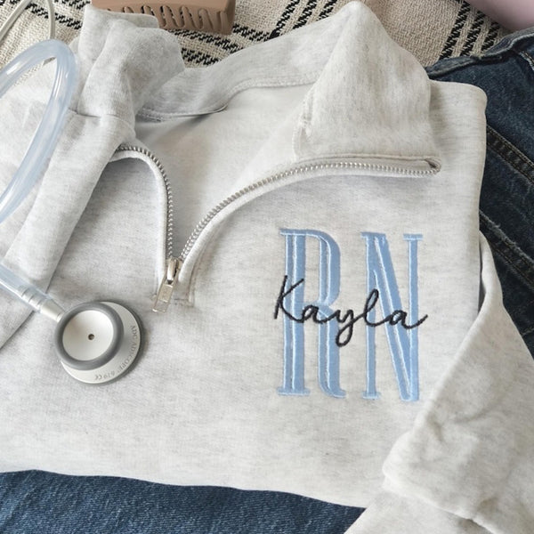 Nurse Custom Quarter Zip Sweatshirt-Jerzees Nublend Quarter Zip-Custom Embroidered