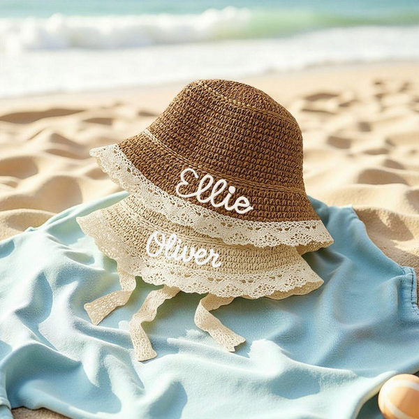 Personalized Baby Name Hat, Kids Summer Hat, Toddler Sun Hat, Birthday Gift