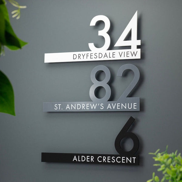 Contemporary Cut Out Modern House Number Sign Printed Address Signage
