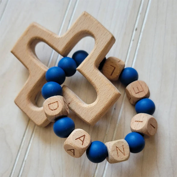 Personalized Silicone Decade Rattle Rosary, Baby and Child's First Rosary