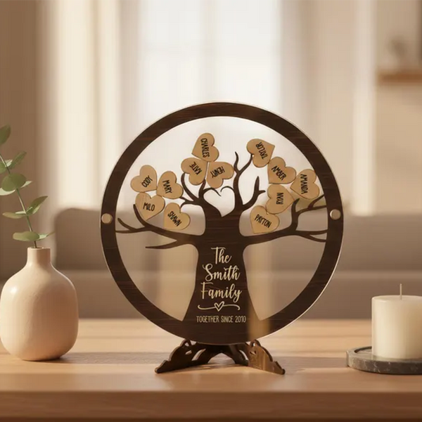 Personalized Wooden Family Tree Sign for Family Gift From Grandkids Names Sign