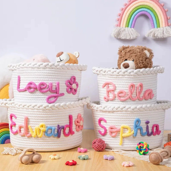 Personalized Knit Baby Basket · Monogrammed Newborn Girl Gift Basket