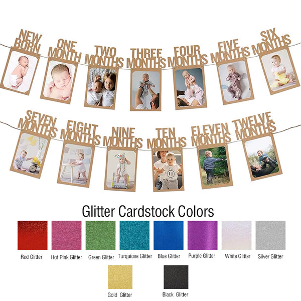 PartyHooman 1st Birthday Photo Banner in for Baby from Newborn to 12 Months