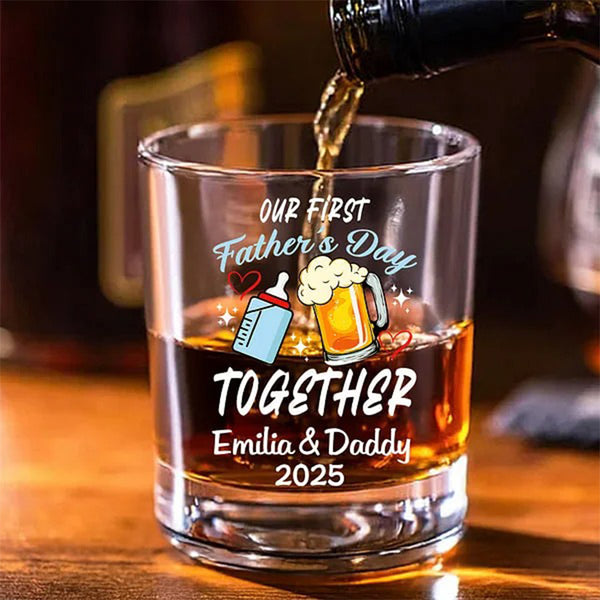 Personalized Cute Milk Bottle and Beer Mug Design 10 oz Whiskey Glass
