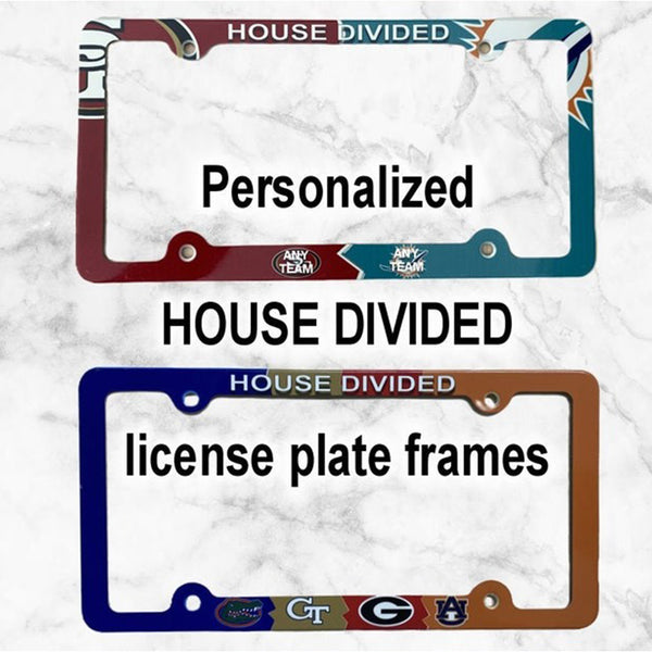 Personalized House Divided License Plate Frame Decorative License