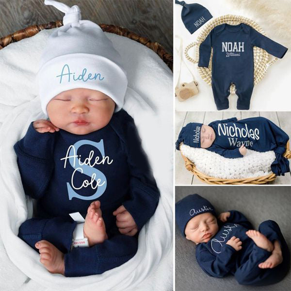 Personalized Baby Grey Rompers