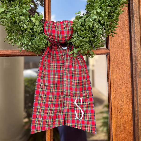 Christmas Wreath Sash with Optional Embroidered Initial