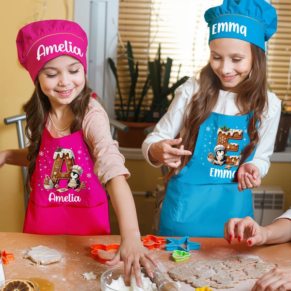 Personalized Cute Penguin Cookie Initial Adjustable Kid Apron