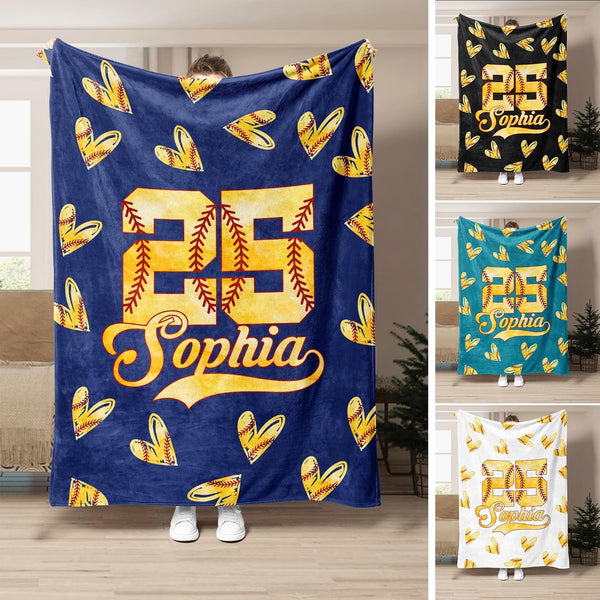 Personalized Softball  Blanket