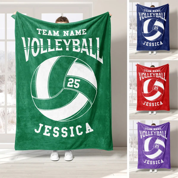 Personalized Volleyball Blanket, Custom Name Number Sport Gift for Mom