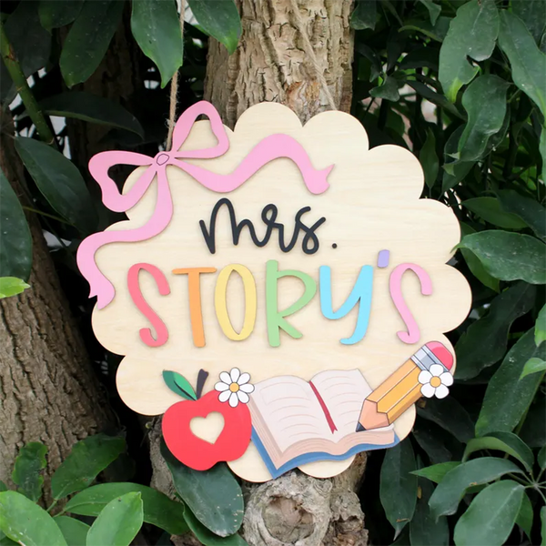 Personalized 3D Teacher Door Hanger, Custom Grade Teacher Name Sign