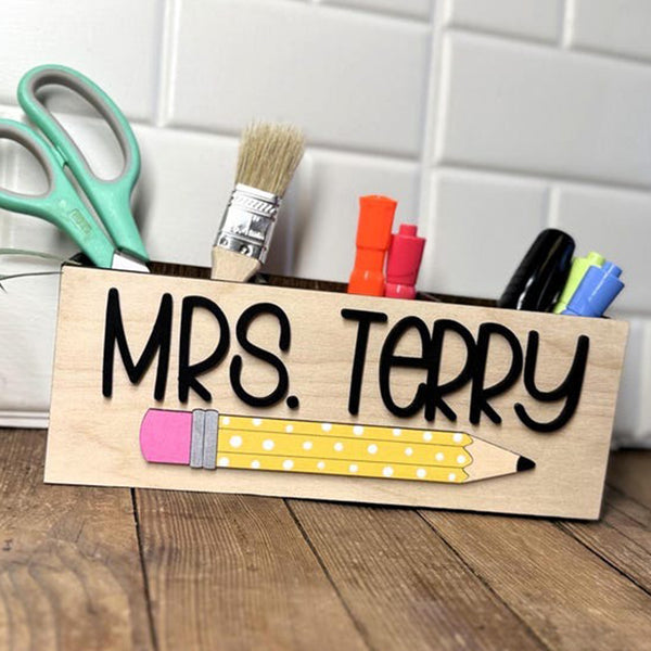 Personalized Teacher Appreciation Gift 2025, Custom Pen Holder for Teacher Desk