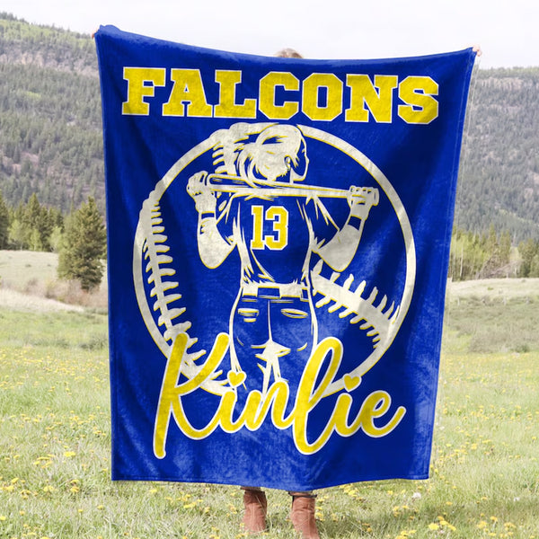 Softball Gift, Personalized Blanket with Name