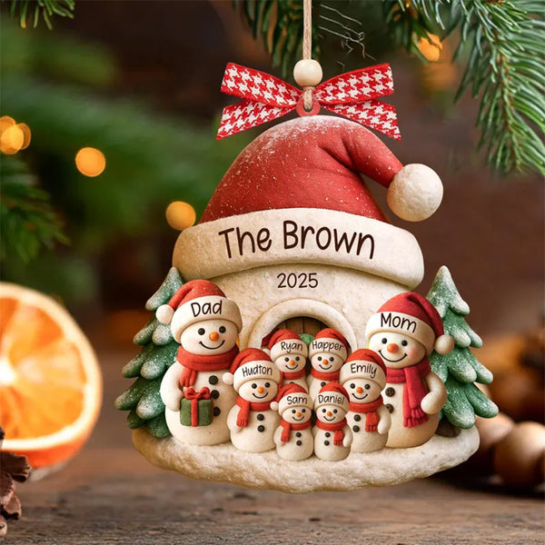 Personalized Snowman Ornament, Acrylic Family Christmas Tree Decor