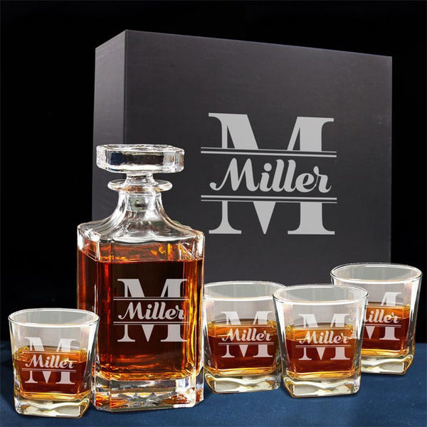 Man Birthday Gift for Him - Custom Decanter Set