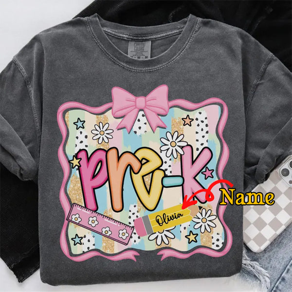 Preppy Pre-K Shirt Back To School Shirt, Personalized Hello Pre-k Tee