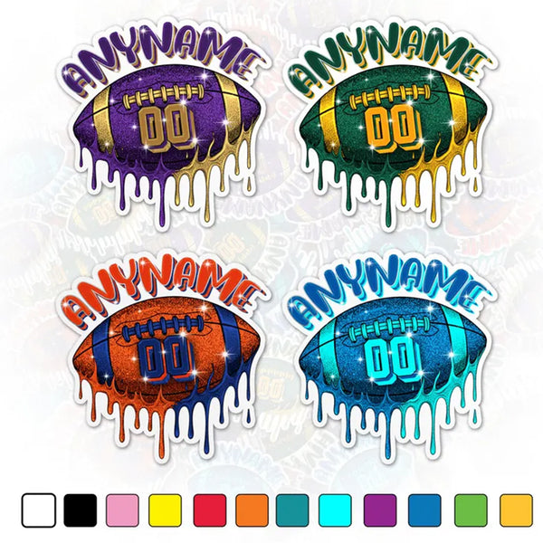 Personalized Name & Number Football Drip Sticker