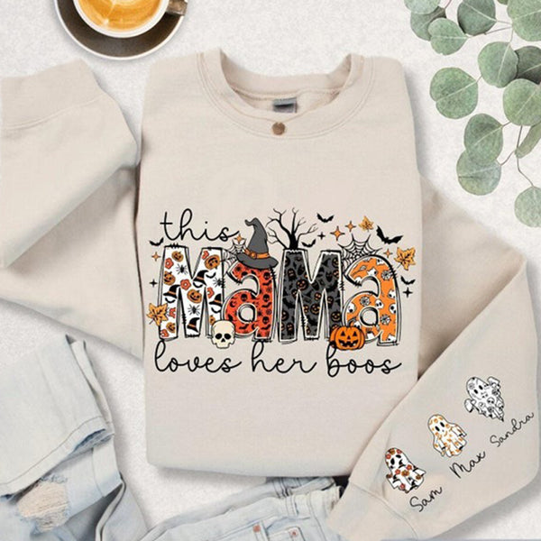 Custom Halloween Mama Sweatshirt, This Mama Loves Her Boos Sweatshirt