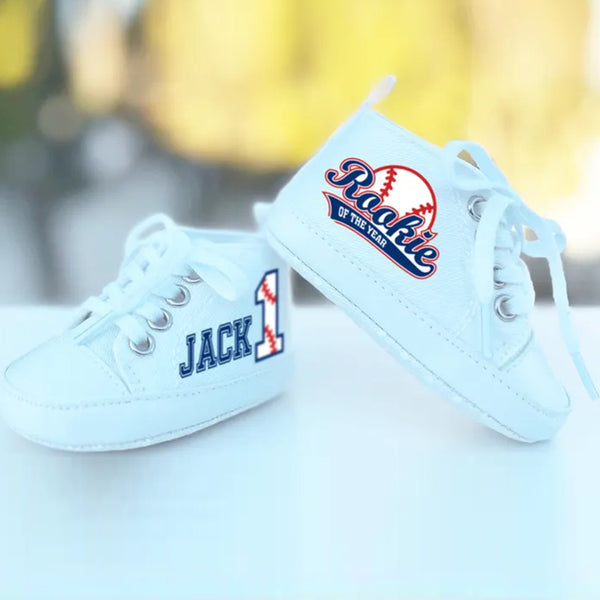 Custom Rookie Of The Year 1st Birthday Boy Shoes Baseball football Basketball Baby Shoes