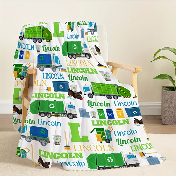 Personalized for LincoLn Sanitation Truck Flannel Blanket