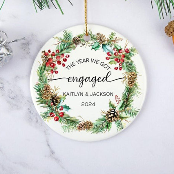 Personalized Engaged Ornament, Custom Couples Name Ornament