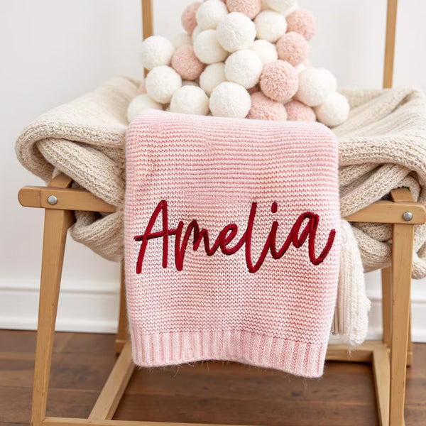Personalized Embroidered Baby Knit Blanket