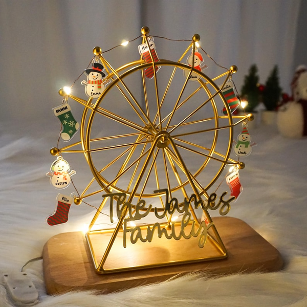Personalized family Ferris wheel, family name hanging ornament with name