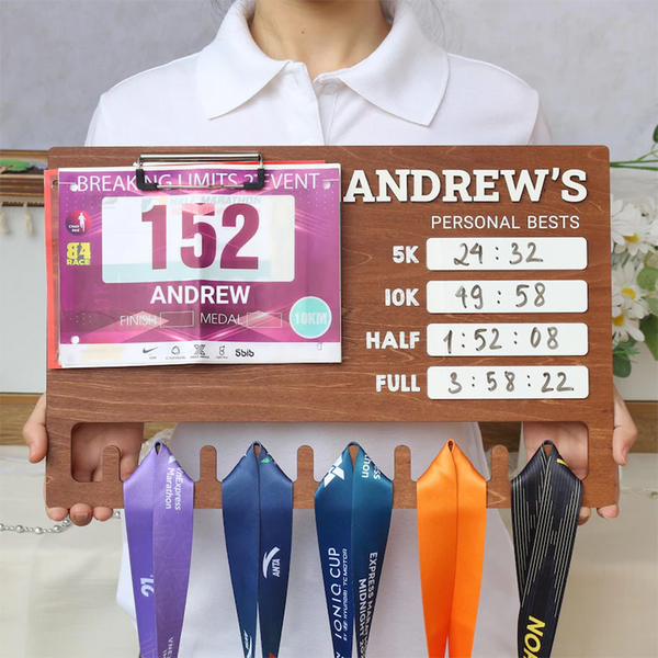 Running Medal Display Board: Personal Bests Chalkboard