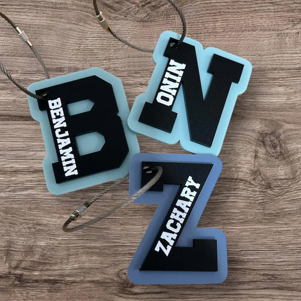 Custom Name Backpack Tag - Personalized Name Tag Initial Keychain Personalized Gift