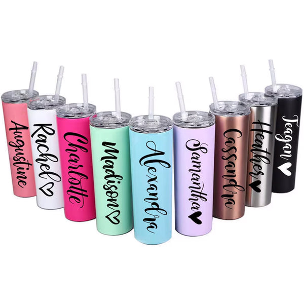 Personalized Tumbler with Straw Bridesmaid Gift