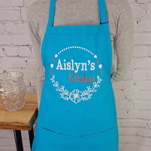 Customizable apron embroidered Personalized name kitchen apron with pockets