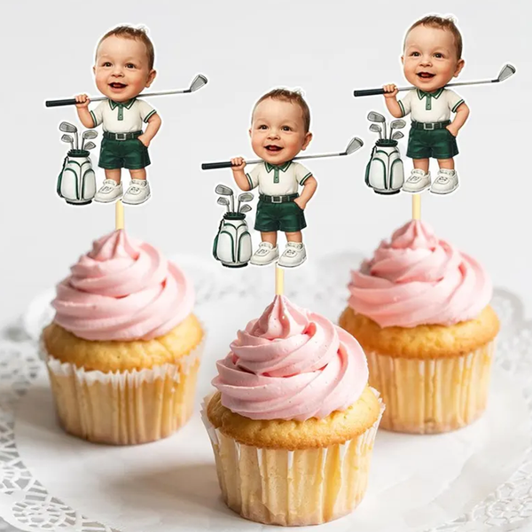 Custom Golfer Cupcake Topper Photo