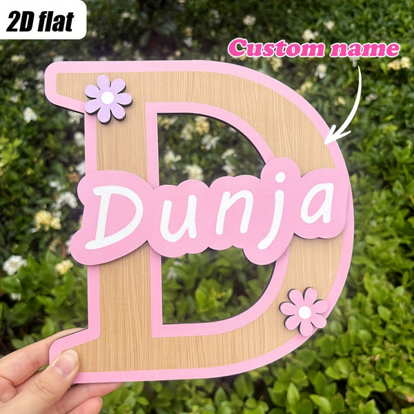 Customizable Initials Wall Art - Personalized Name with Floral Accents