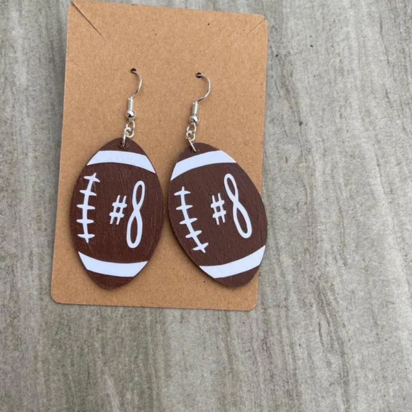 Football personalized number earrings, player number earrings